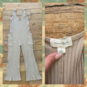 TREASURE & BOND CREAM RIBBED JUMPSUIT SIZE SMALL